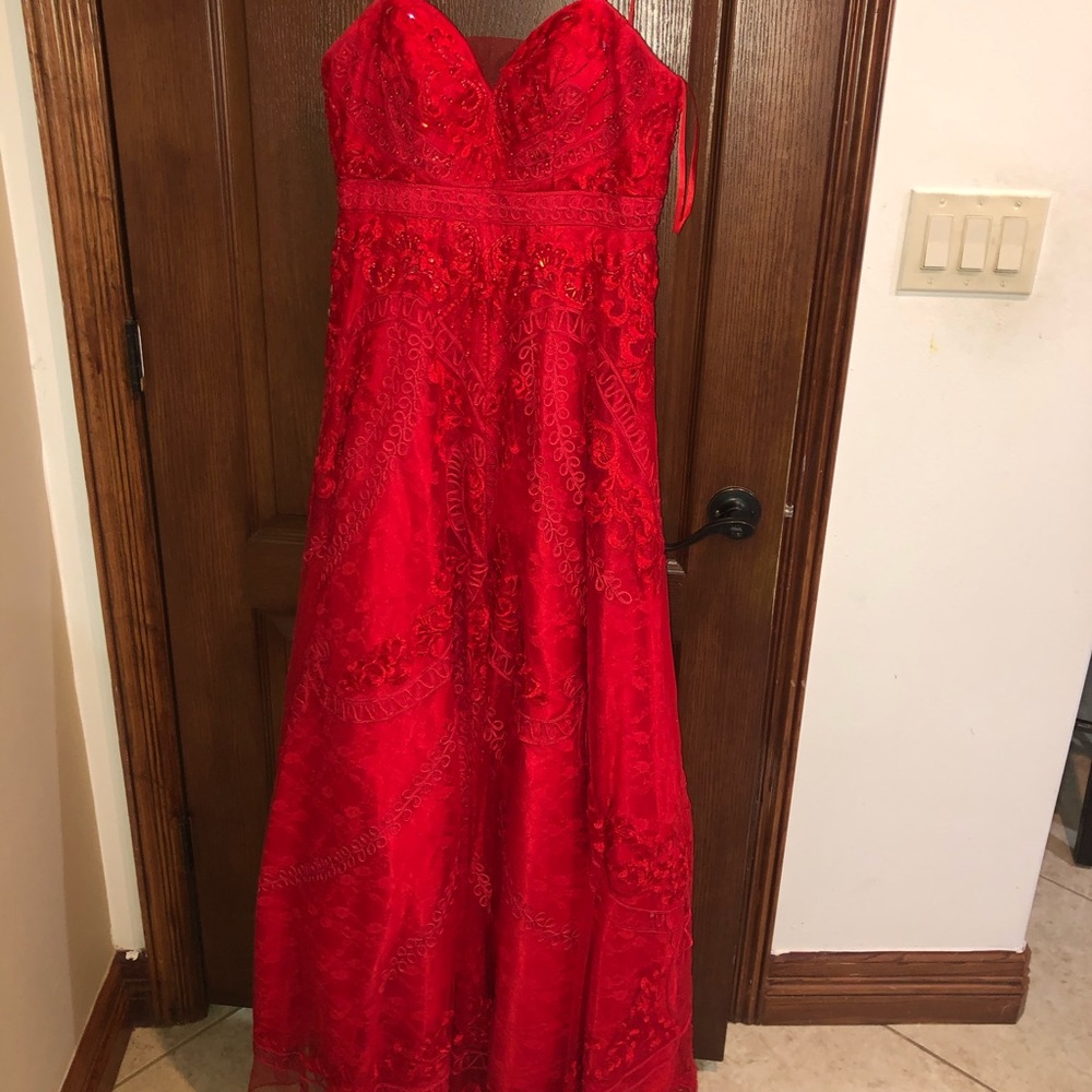 Red lace dress